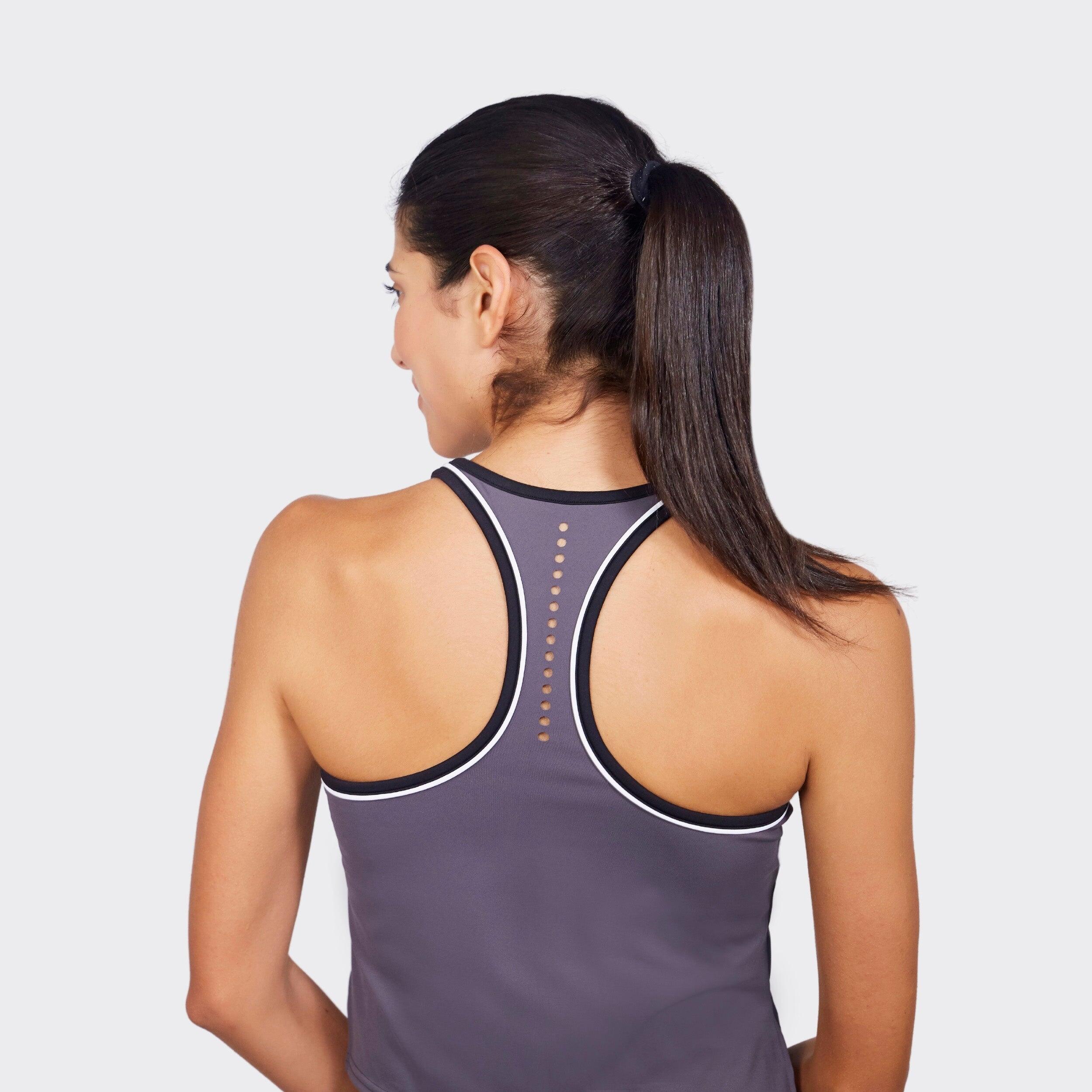 T-shirt de padel et de tennis respirant pour femme Media Selene Dark Grey 2/4