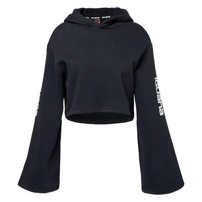 Dames pirumo crop hoodie (zwart)