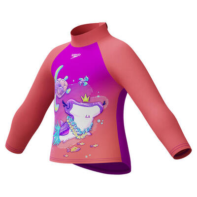 Meisjes digitale rash top met lange mouwen (koraal/roze)