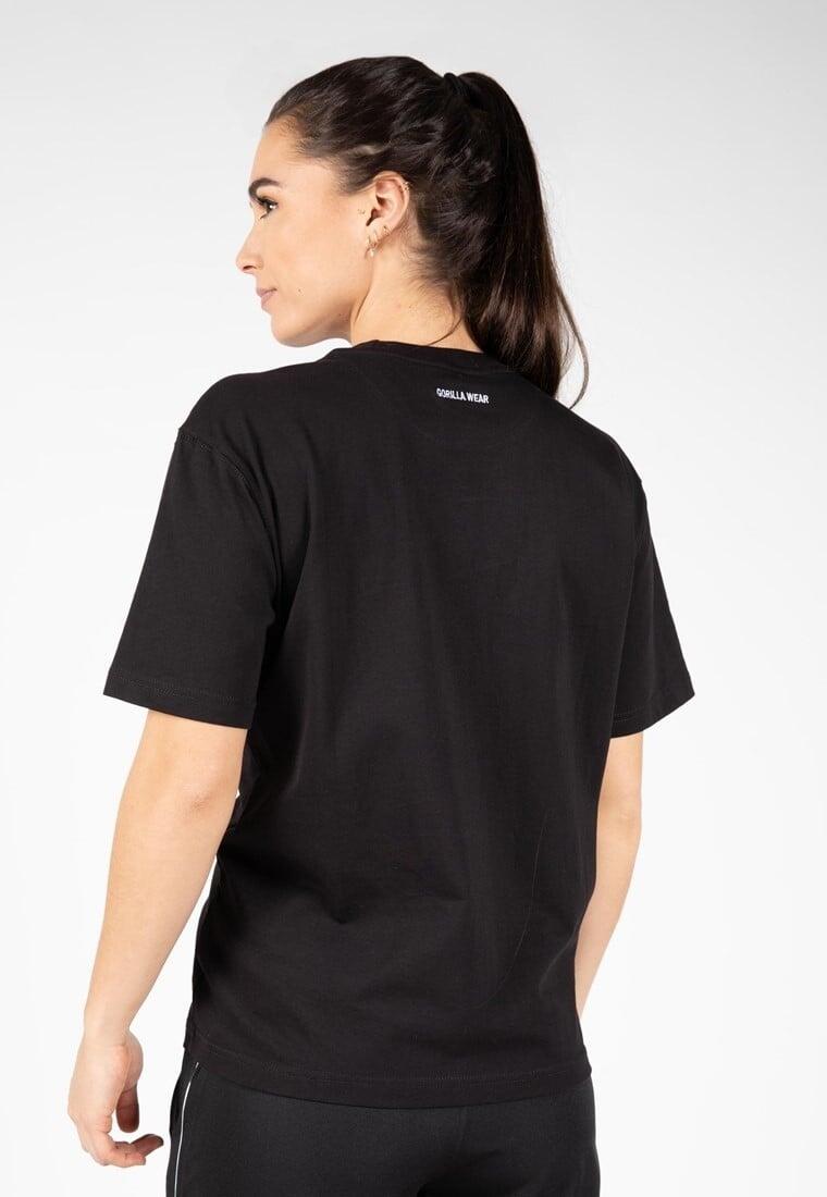 Camiseta Musculación Manga Corta Algodón Mujer GORILLA WEAR Bixby Negro 3/6