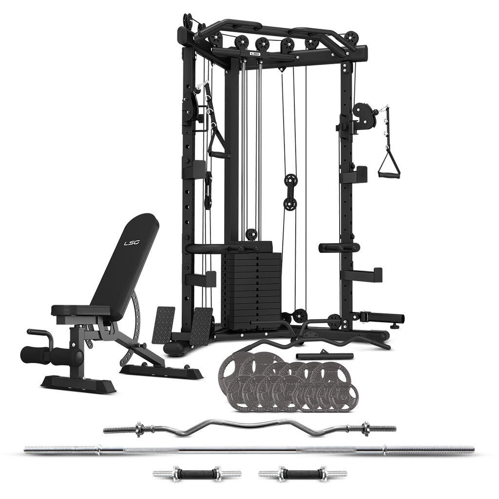 LSG GRK-110 Rack w/ 74kg Crossover, FID Bench & 90kg Standard Weight Pkg