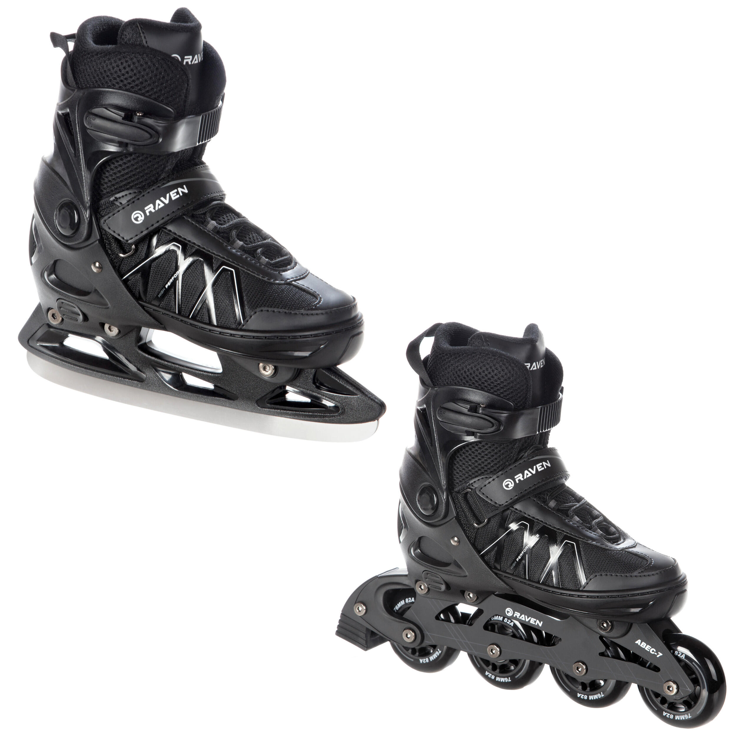 RAVEN Heockey Verstellbare Roller Skates 2in1 Expert Schwarz