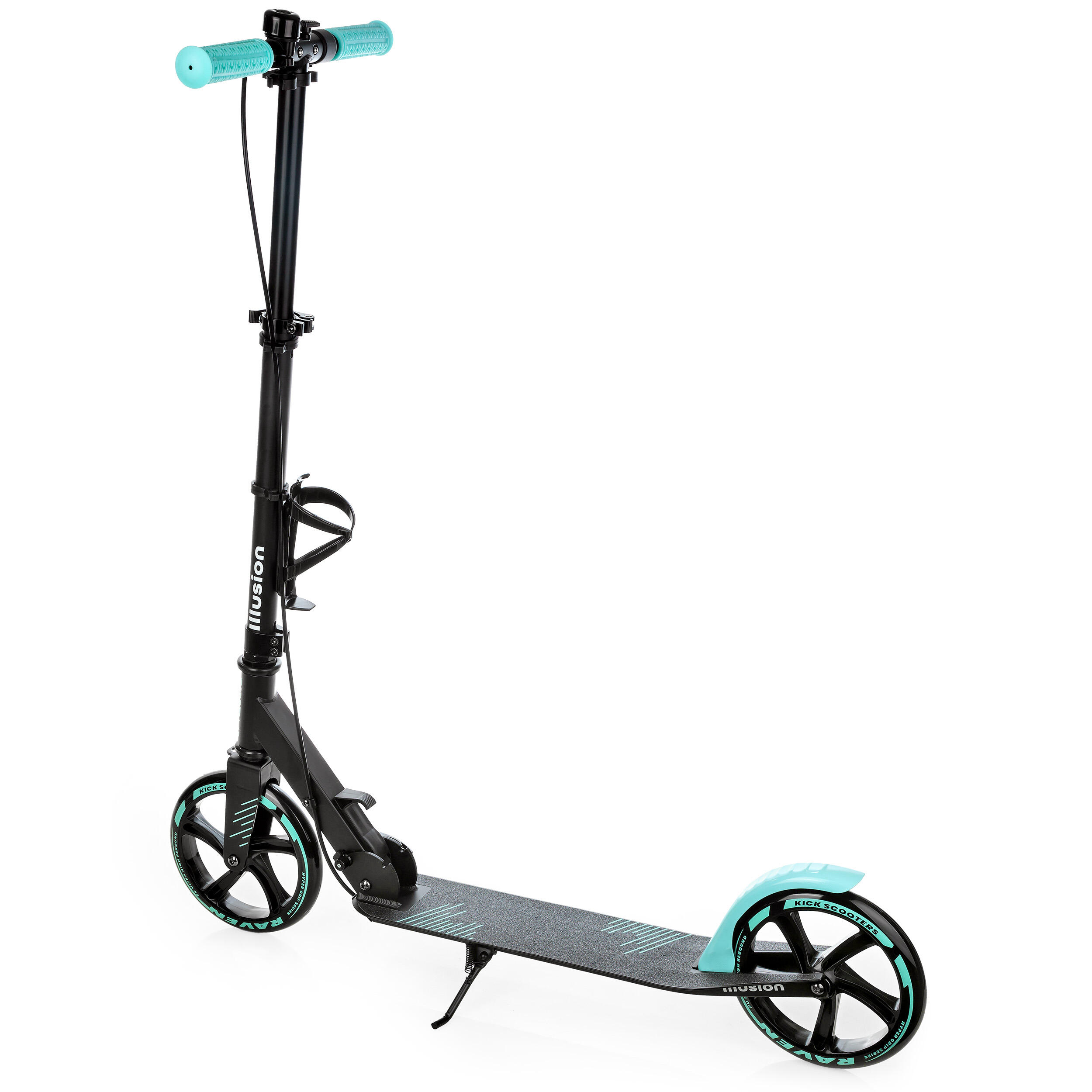 Illusion 200mm step met rem, bel en flessenhouder Zwart/Mint 3/7