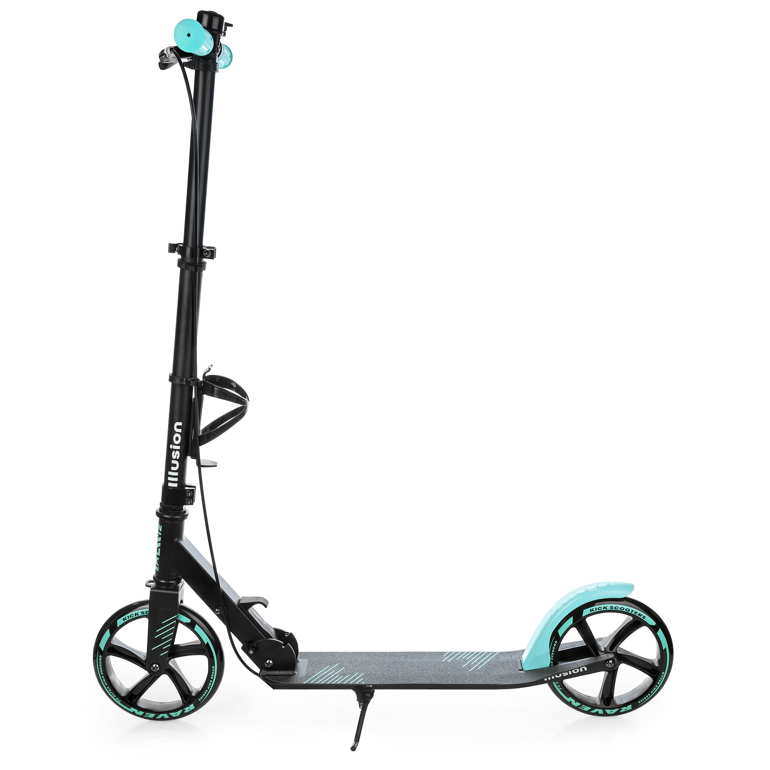 Illusion 200mm step met rem, bel en flessenhouder Zwart/Mint 2/7