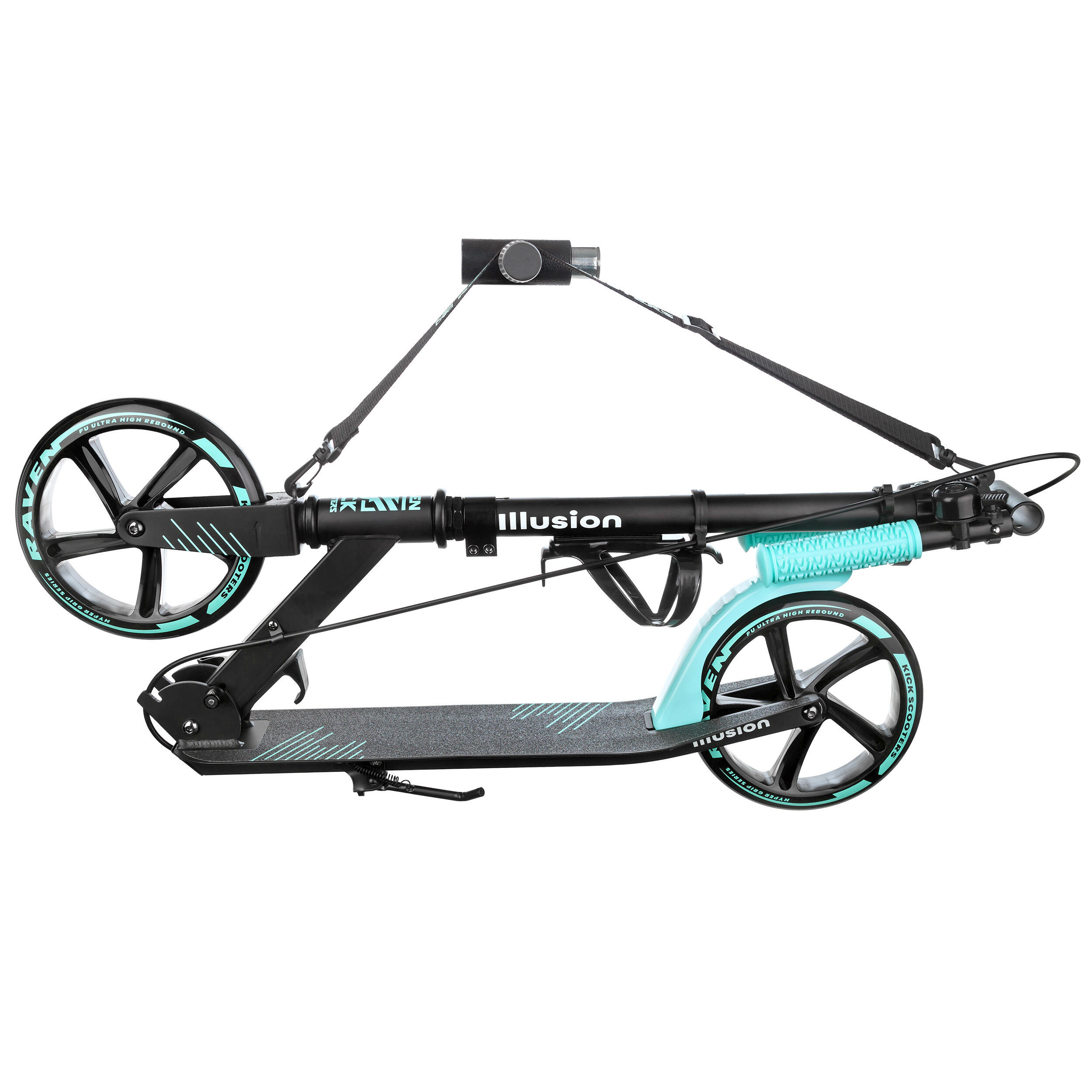 Illusion 200mm step met rem, bel en flessenhouder Zwart/Mint 4/7