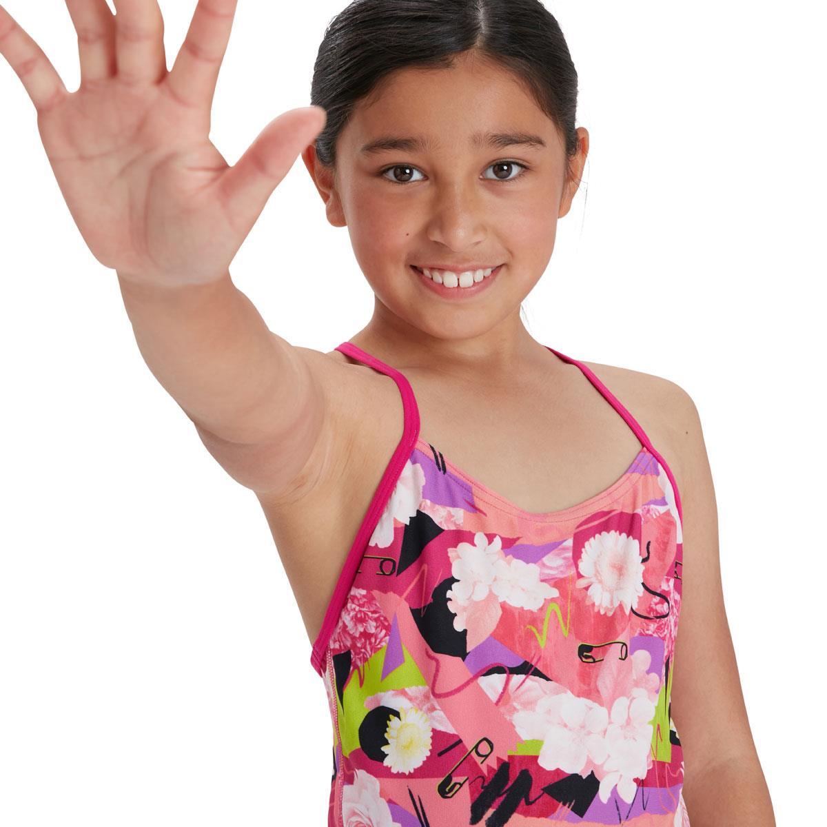 Speedo Punk Floral Lane Line Back badpak voor meisjes - roze - maat 13-14 2/5