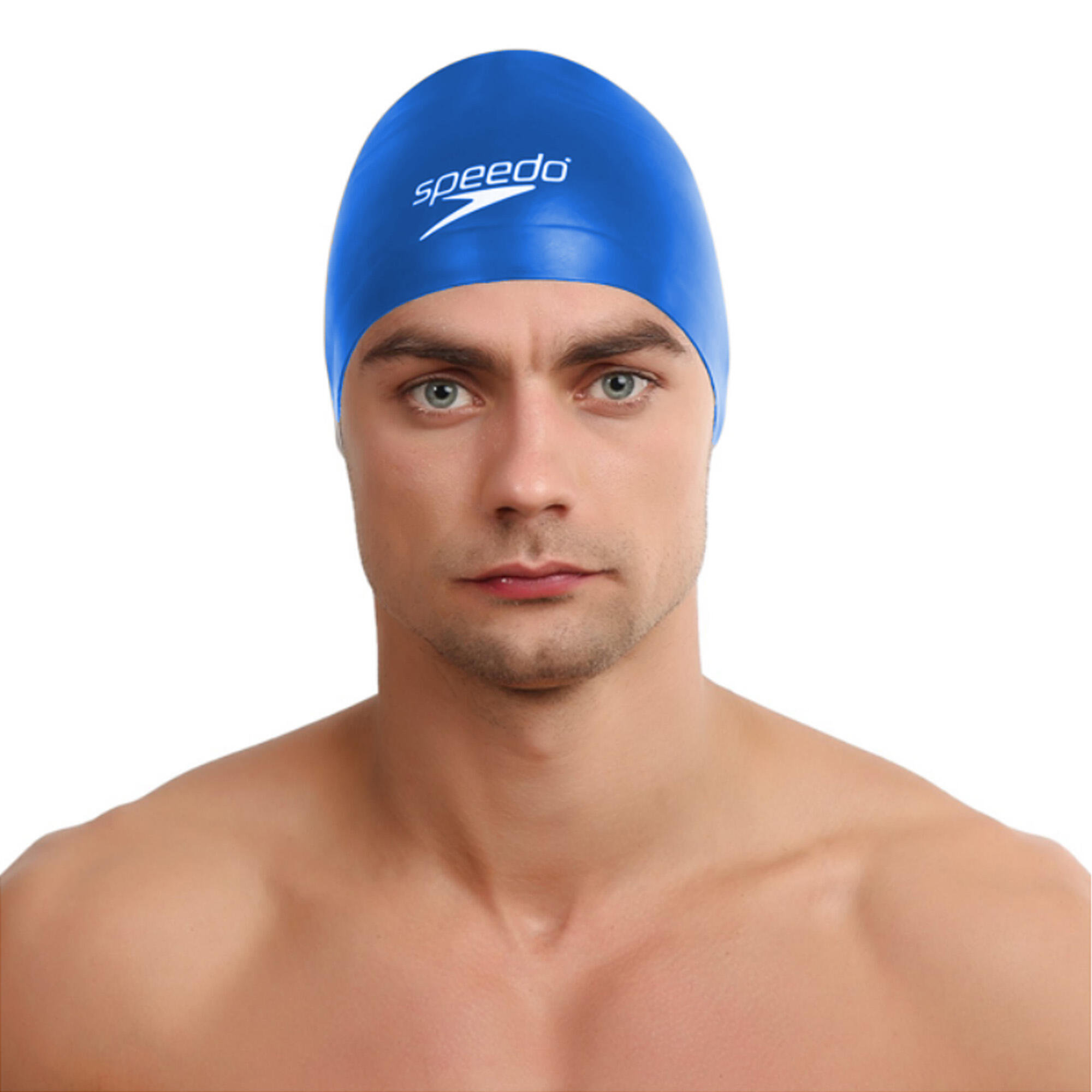 Unisex Adult 3D Silicone Swim Cap (Blue) 3/4