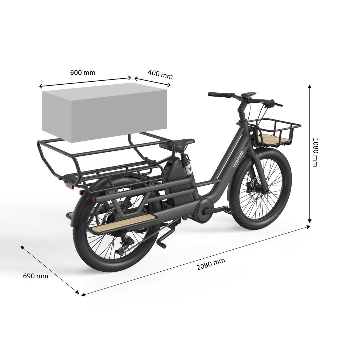 E-Cargo Bike Longtail Erwachsene urban 75Nm 24" 120km DAY CARGO 3 Schwarz 7/15