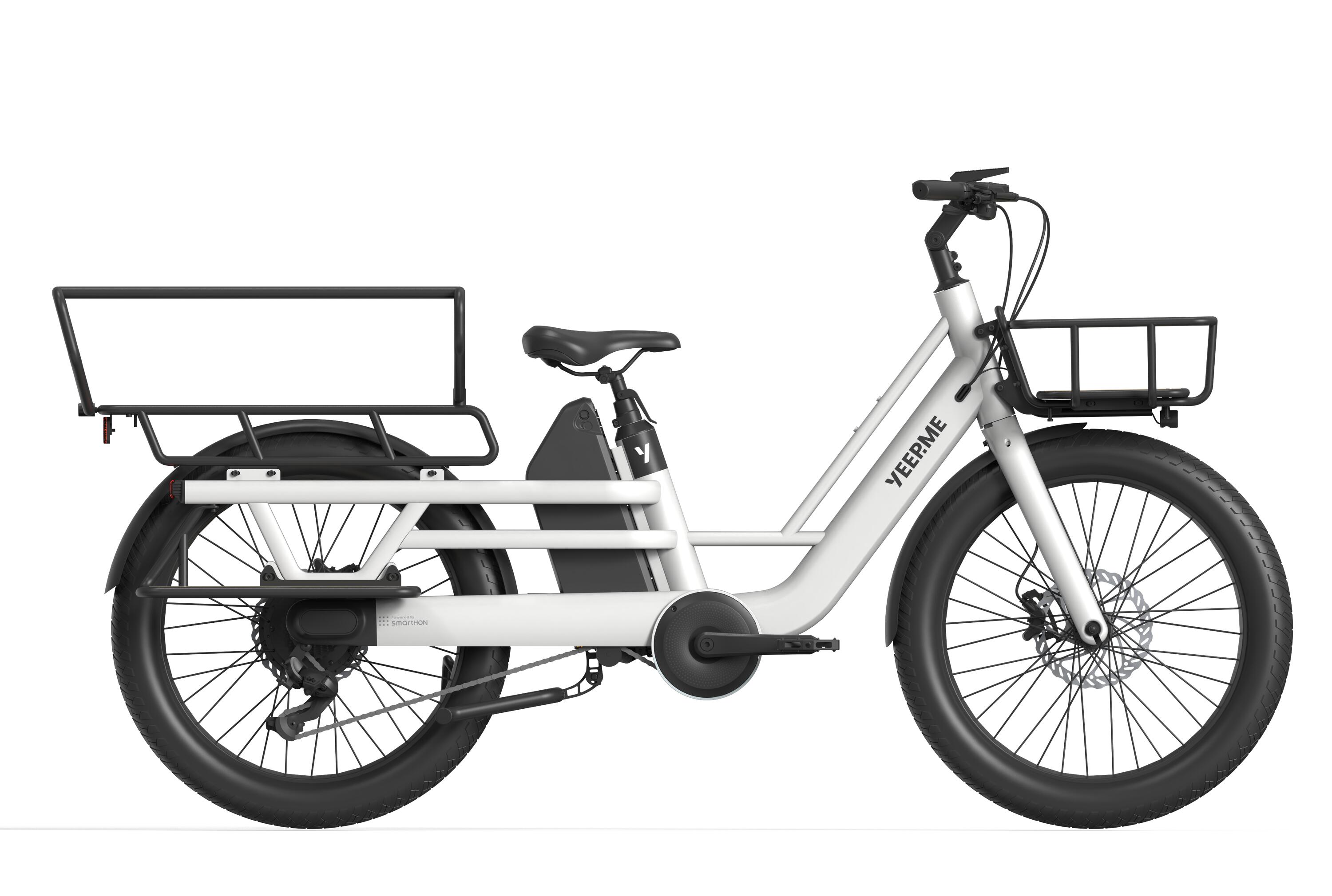 YEEP.ME Bicicletta elettrica cargo LongTail YEEP.ME DAY CARGO 2 Bianco 120km 75 Nm