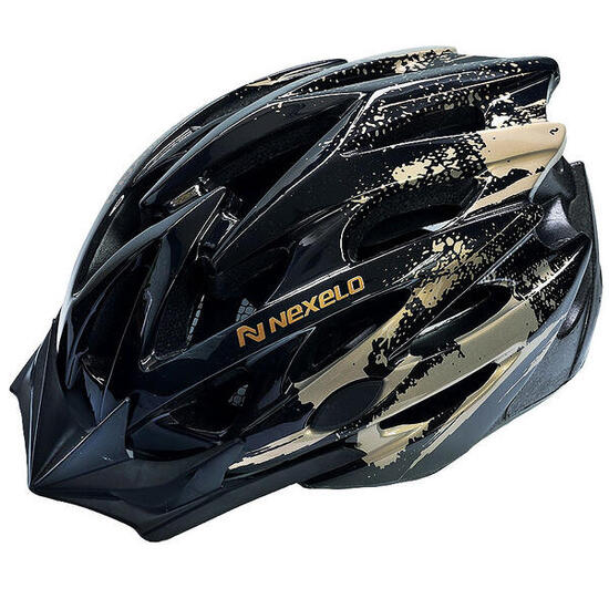 Kask rowerowy dla dorosłych z daszkiem Nexelo Straight Shiny regulowany