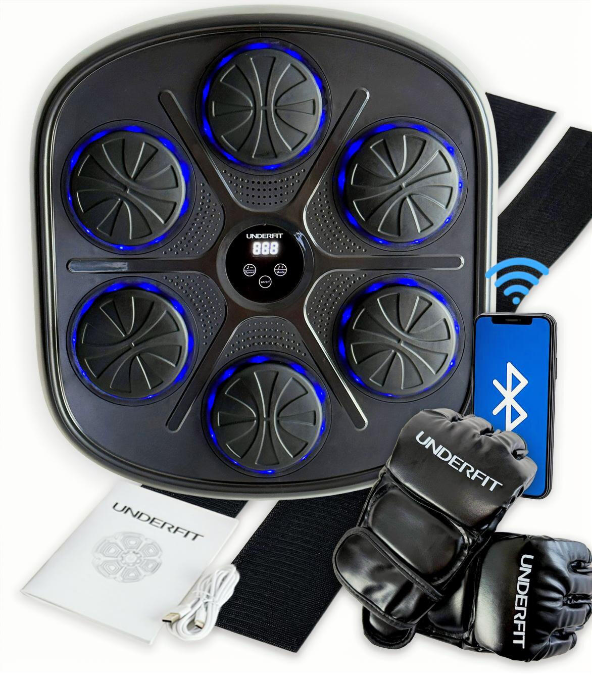 Elektroniczna tarcza bokserska UNDERFIT Fighter bluetooth z muzyką i rękawicami 2/8