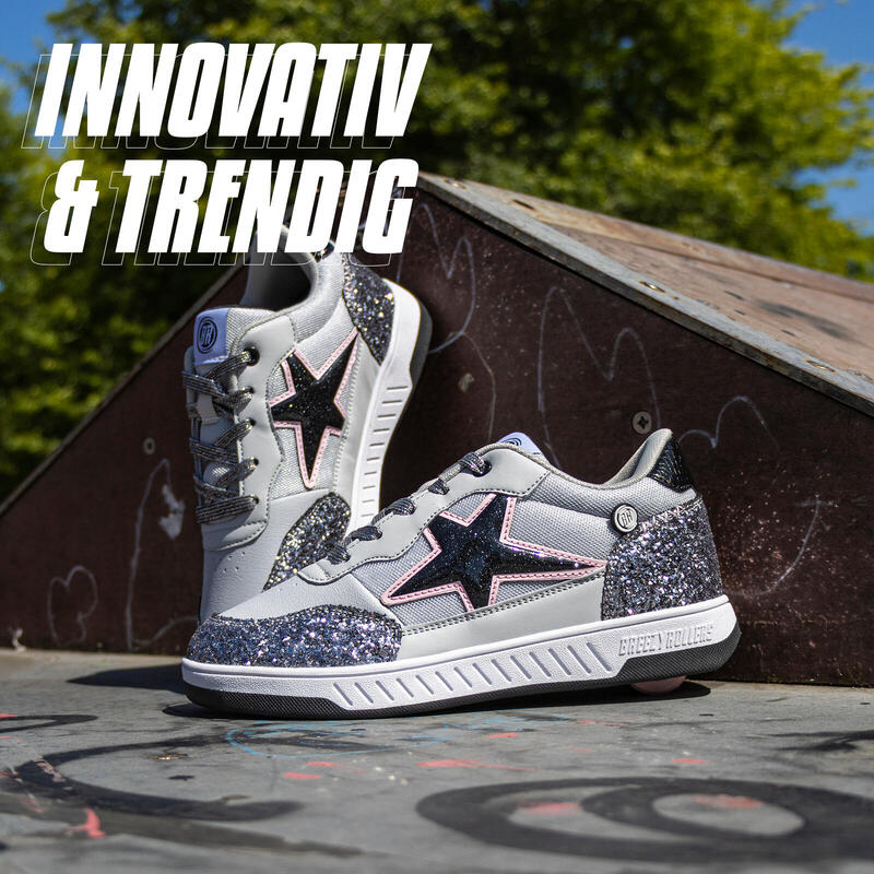 Breezy Grey Star Glitter Pantofi Cu Roți - 38