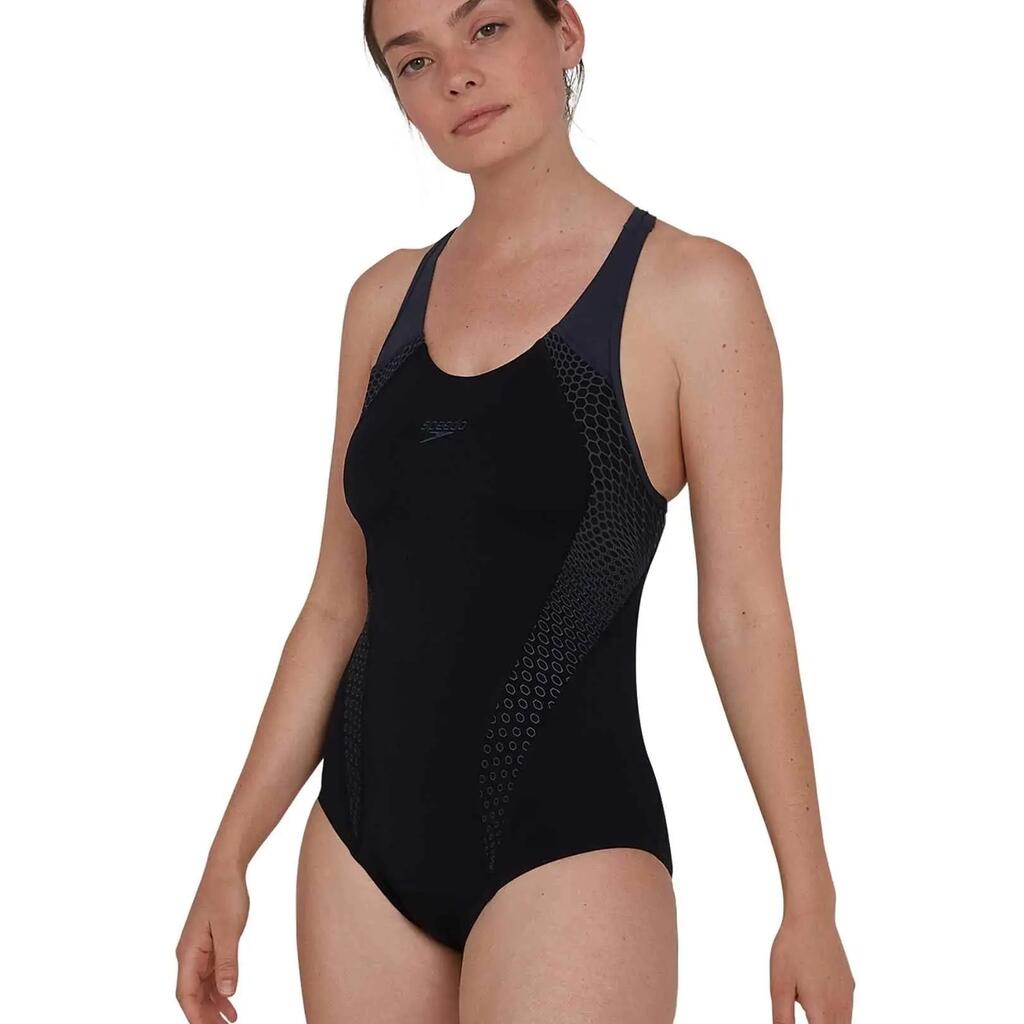 Speedo Hexagonal Laneback Swimsuit - Black