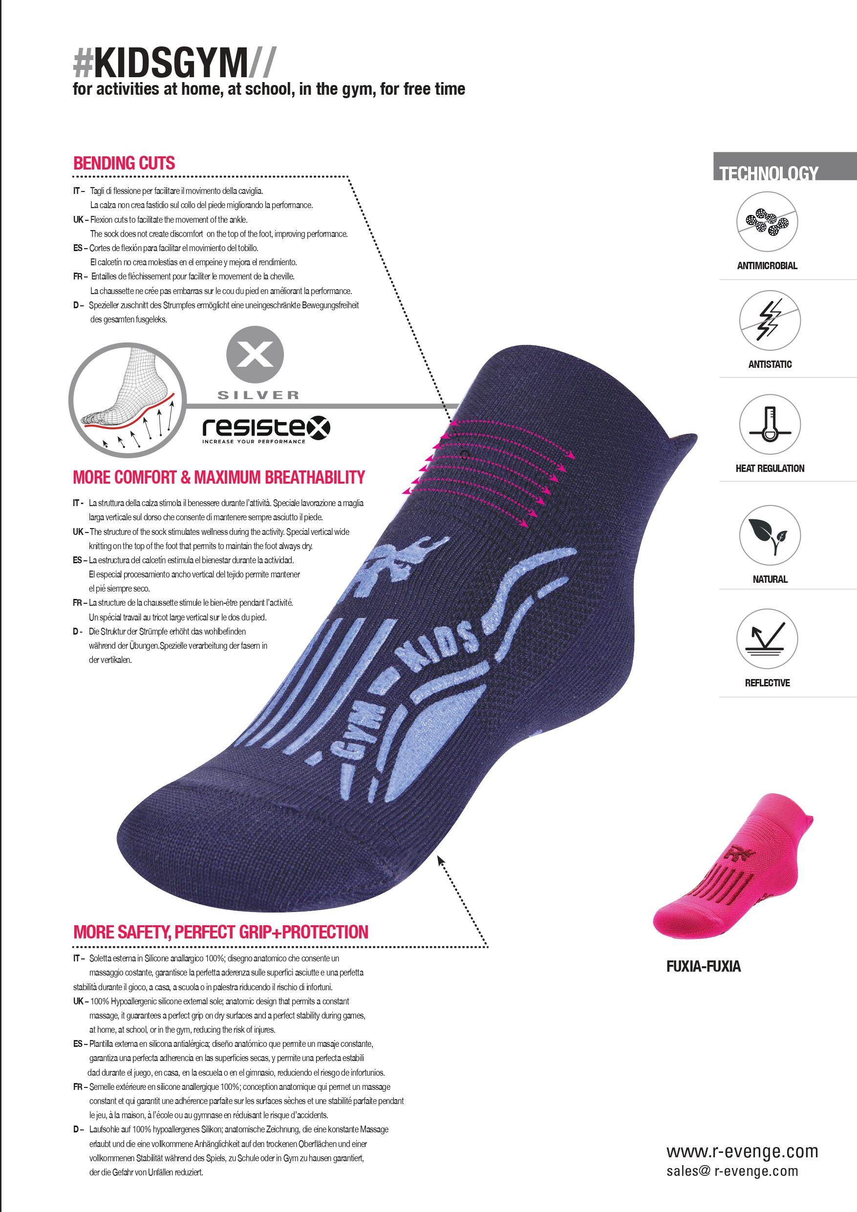 chaussettes gym enfants pour maison l'école antidérapantes antibactérien fuchsia 4/5