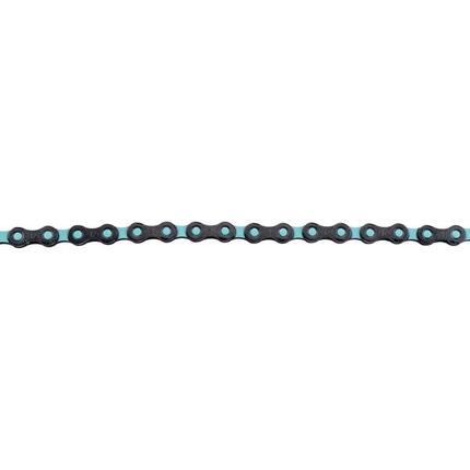 KMC DLC12 ketting, 126 schakels, zwart/lichtblauw.