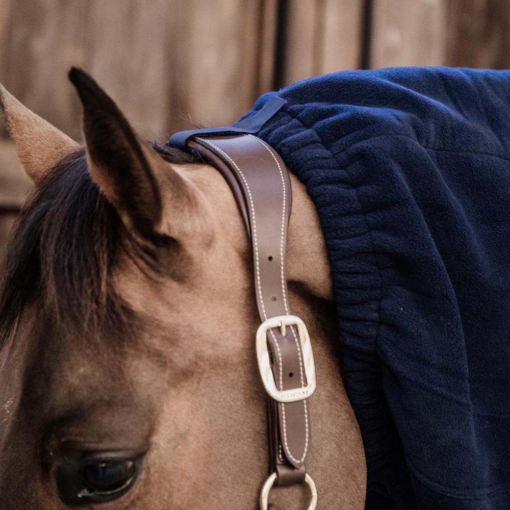 Heavy Fleece Horse scarf navy, size cob 3/5