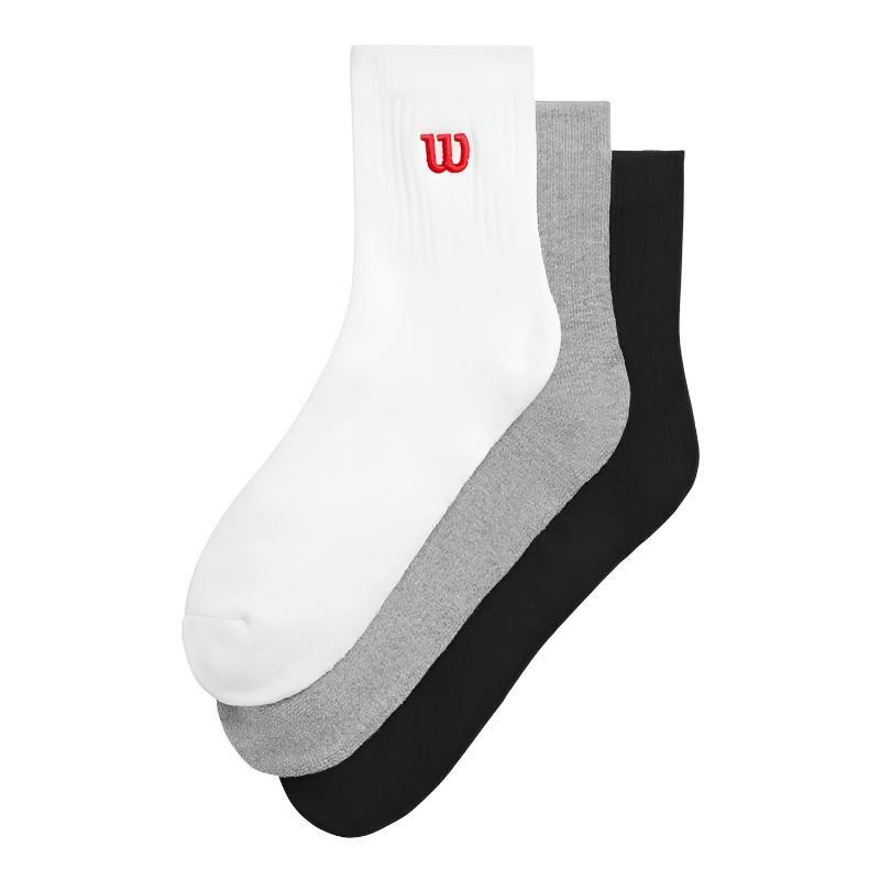 Calzini Wilson Quarter Top Bright Bianco/Black/Grigio (Pacchetto x3) 2025 4/5