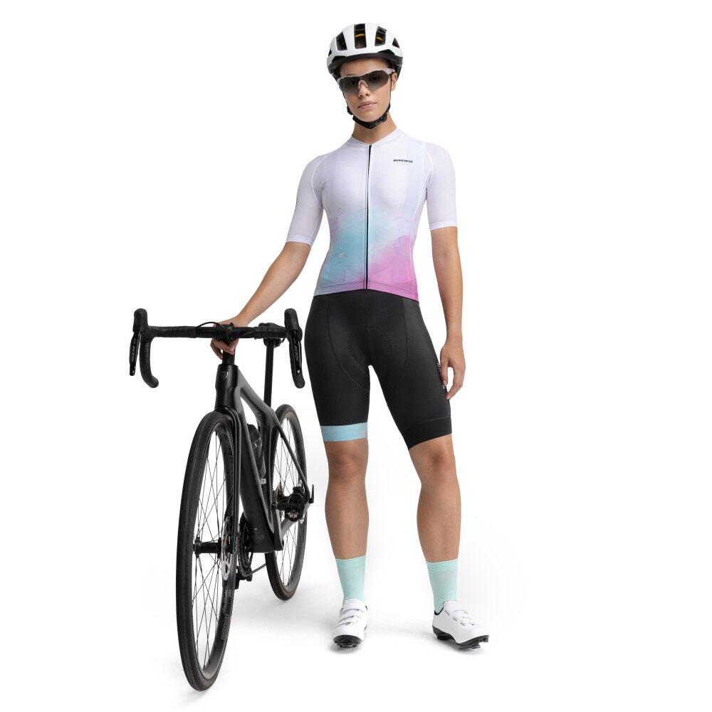 Damen Radsport kurze fahrradträgerhose für BX Dauw Schwarz 3/8