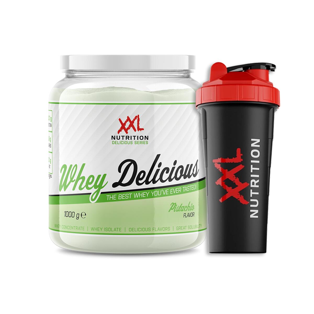 XXL NUTRITION Whey Delicious Incl. Shaker! - 80% Eiwit, Proteïne Poeder - Pistache - 1000 gram