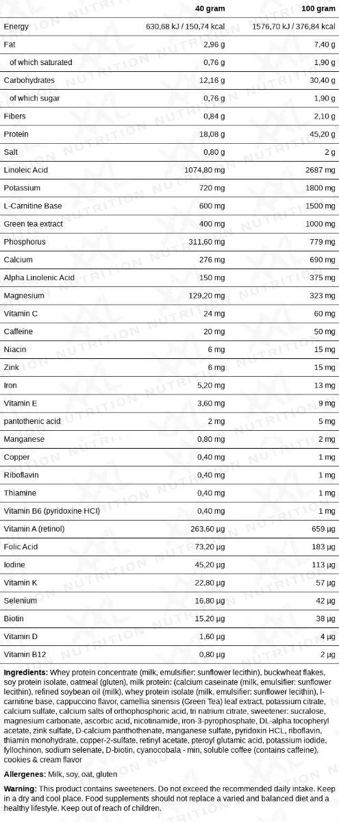 Diet Shake - Substituts de Repas - Tarte à La Crème Cappuccino - 480g 12 shakes 2/2