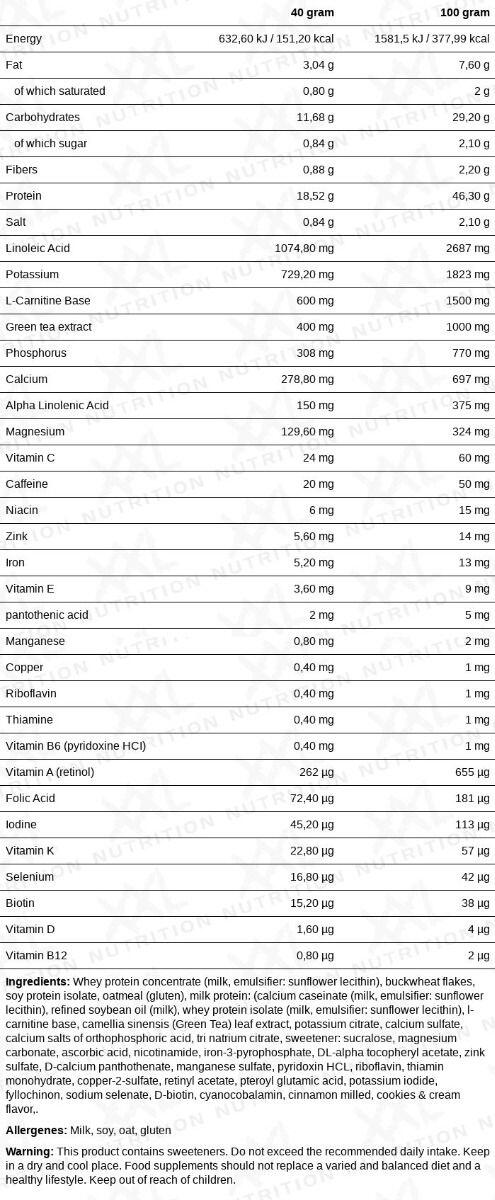 Diet Shake - Maaltijdvervanger, Dieet Shake - Cookies & Cream - 480 gram 2/2
