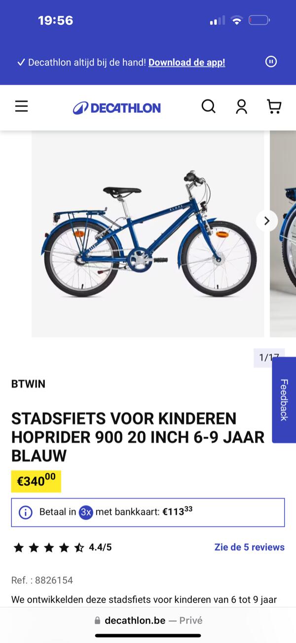 Tussen Particulieren - Blauwe Btwin stadsfiets 6-9jaar 4/4