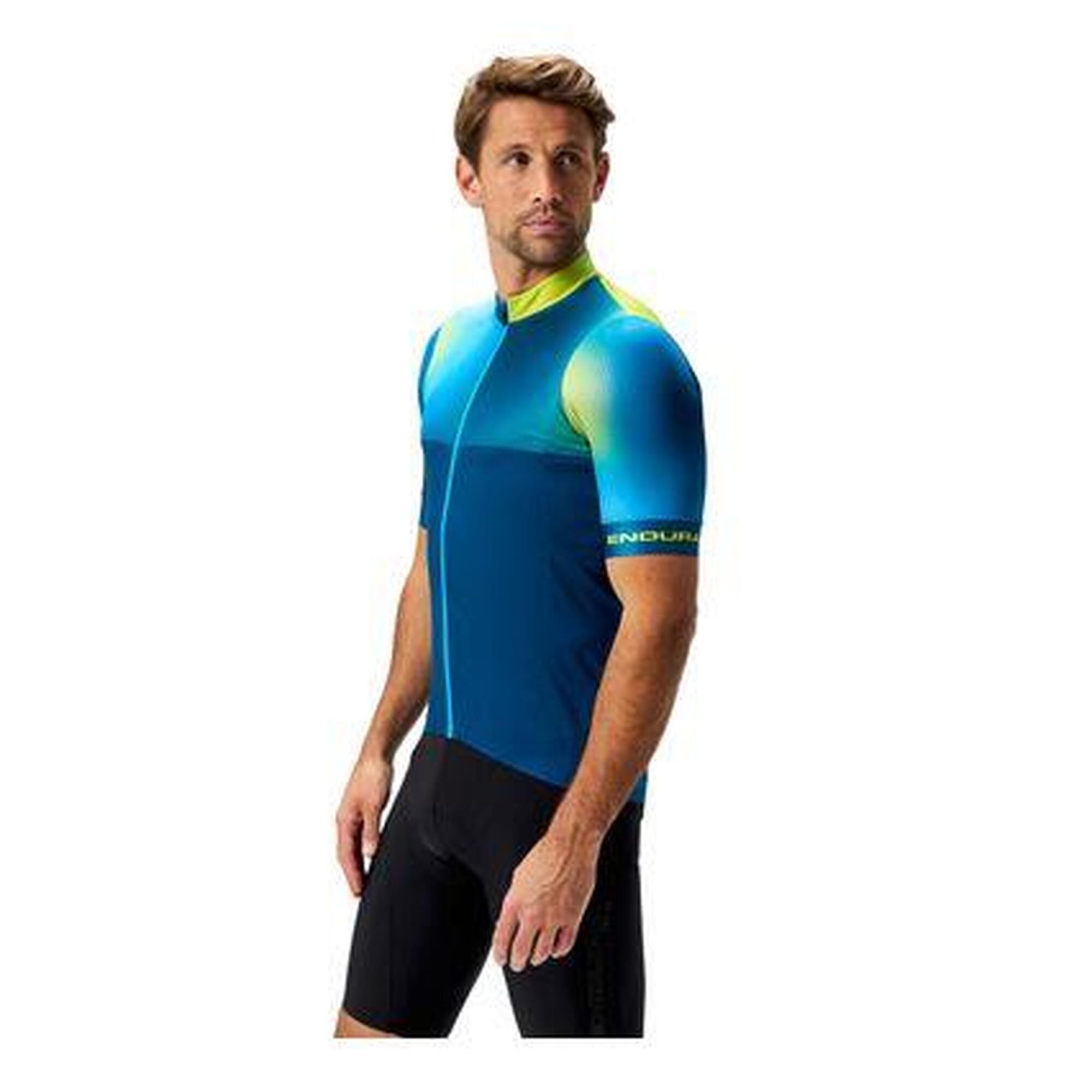 Endura - Maillot Manches Courtes Homme Endura Fs260 Bitmap Bleu - Maillot Manches Courtes - Bleu|jaune|vert - Decathlon