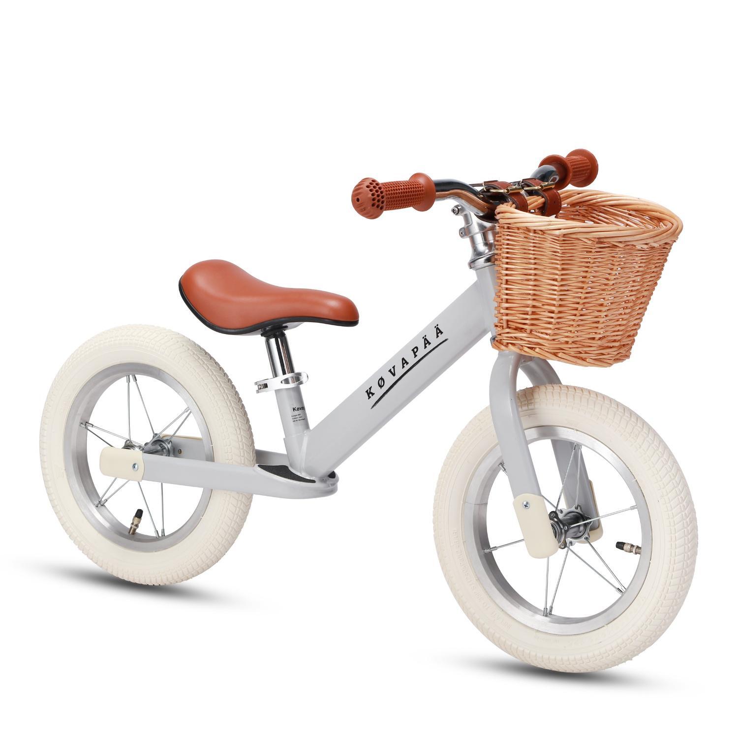 Panier Vélo Enfant Vintage Rayé Multicolore Avec 3 Fleurs - Fixation 12/16 Pouces