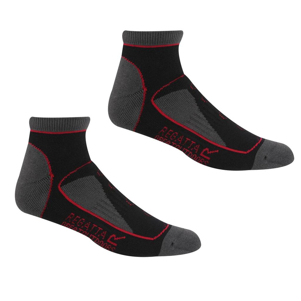 Womens/Ladies Samaris Trail Colour Block Ankle Socks (Pack of 2) (Black/Cherry