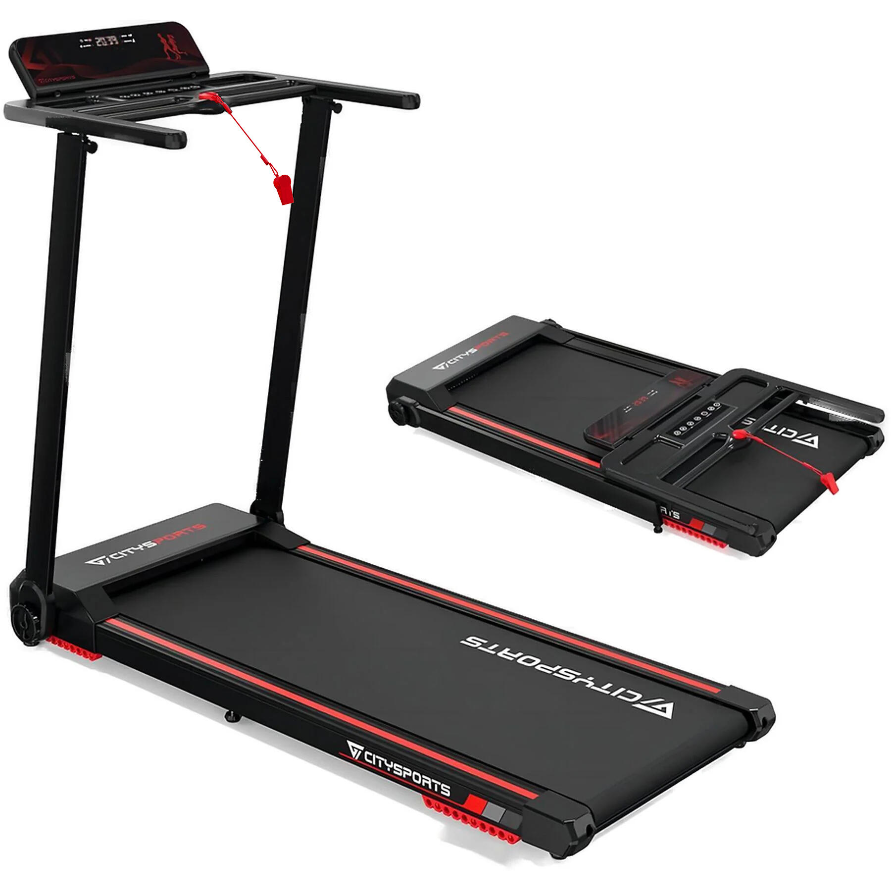 CITYSPORTS Klappbares Laufband, CITYSPORTS WP9, 1400W, APP, Bluetooth, 1-12 km/h, schwarz