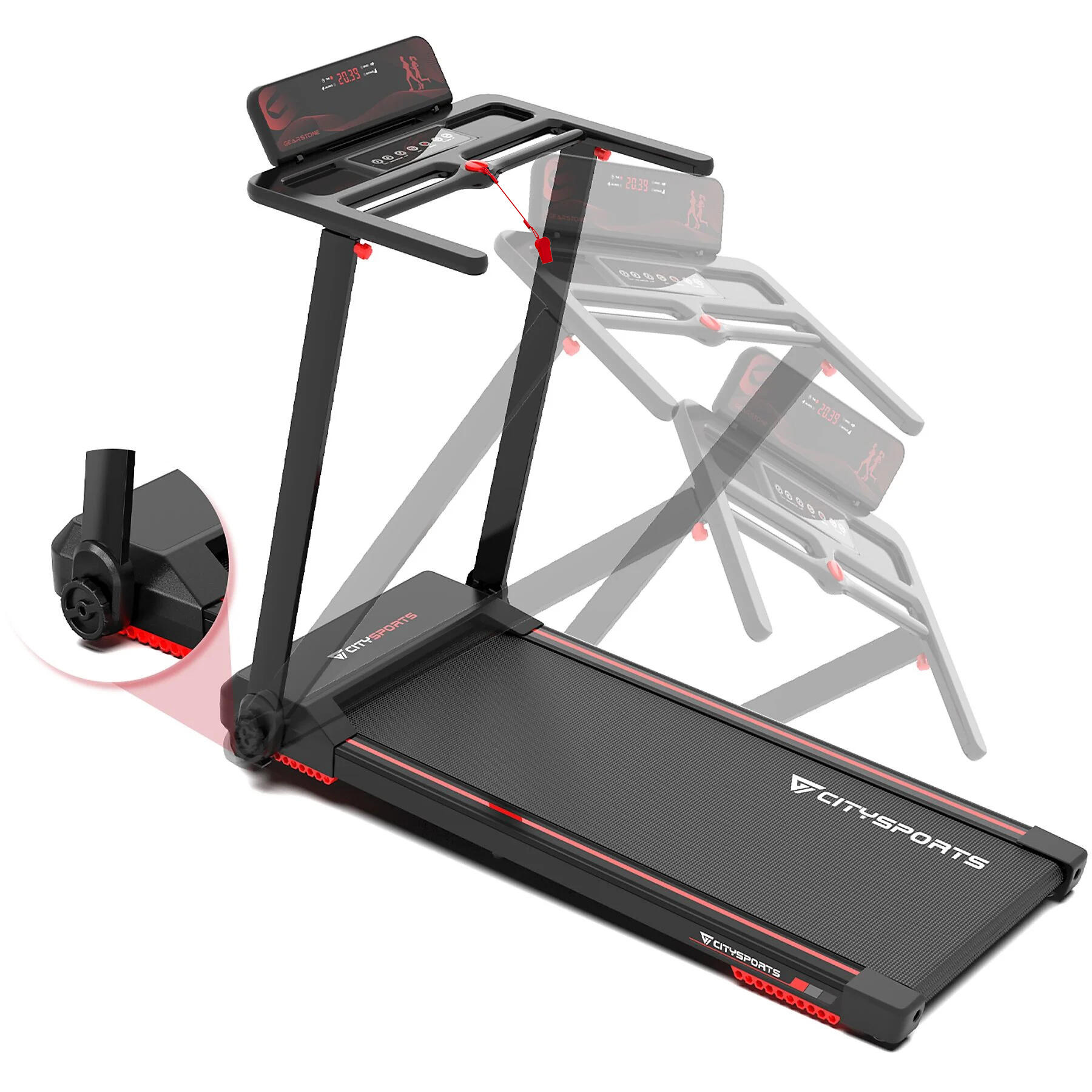 Opvouwbare loopband, CITYSPORTS WP9, 1400W, APP, Bluetooth, 1-12 km/h, zwart. 6/6