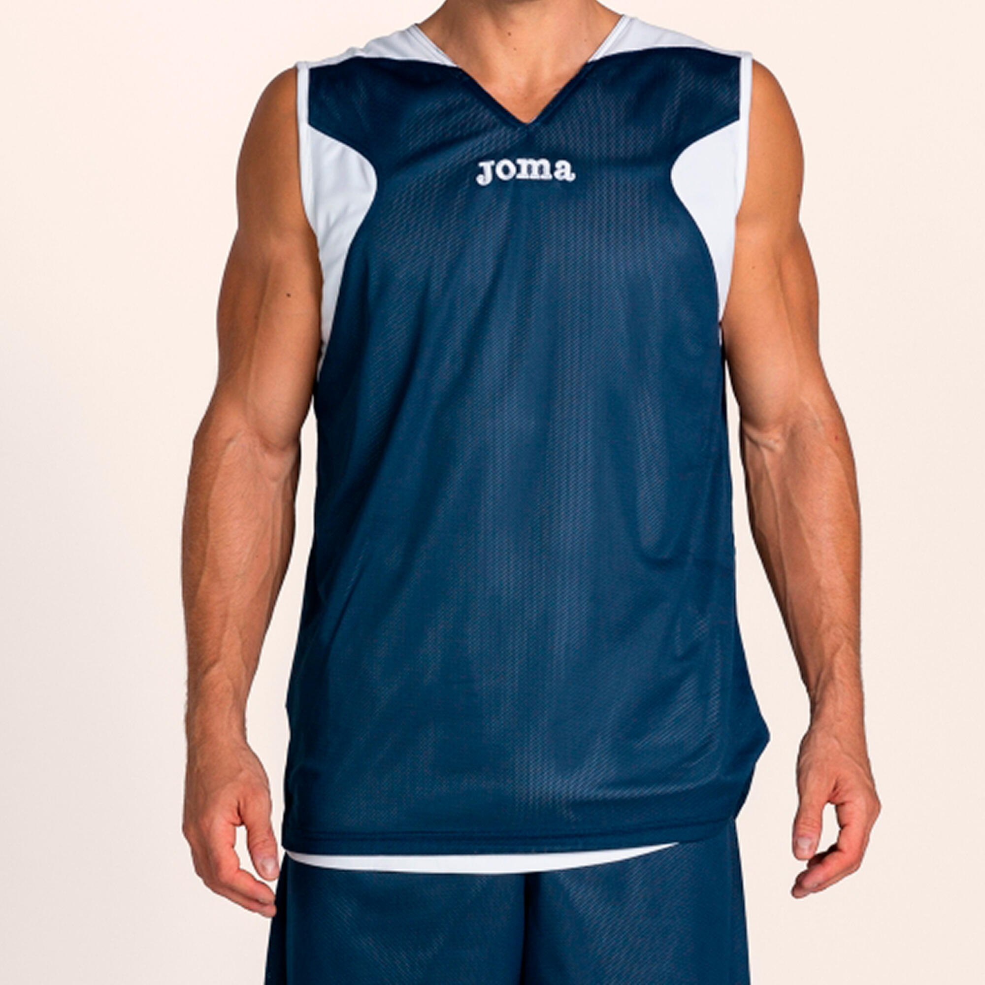 Ensemble basket-ball Garçon Joma Reversible bleu marine blanc 4/5