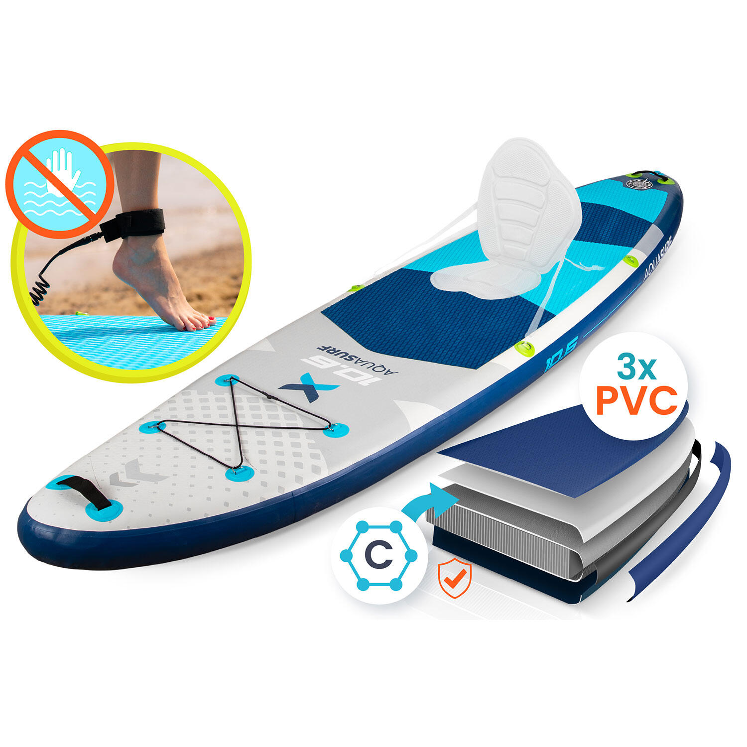 Deska SUP do pływania pompowana Stand Up Paddle Aquasurf 320cm Neo-Sport 5/7