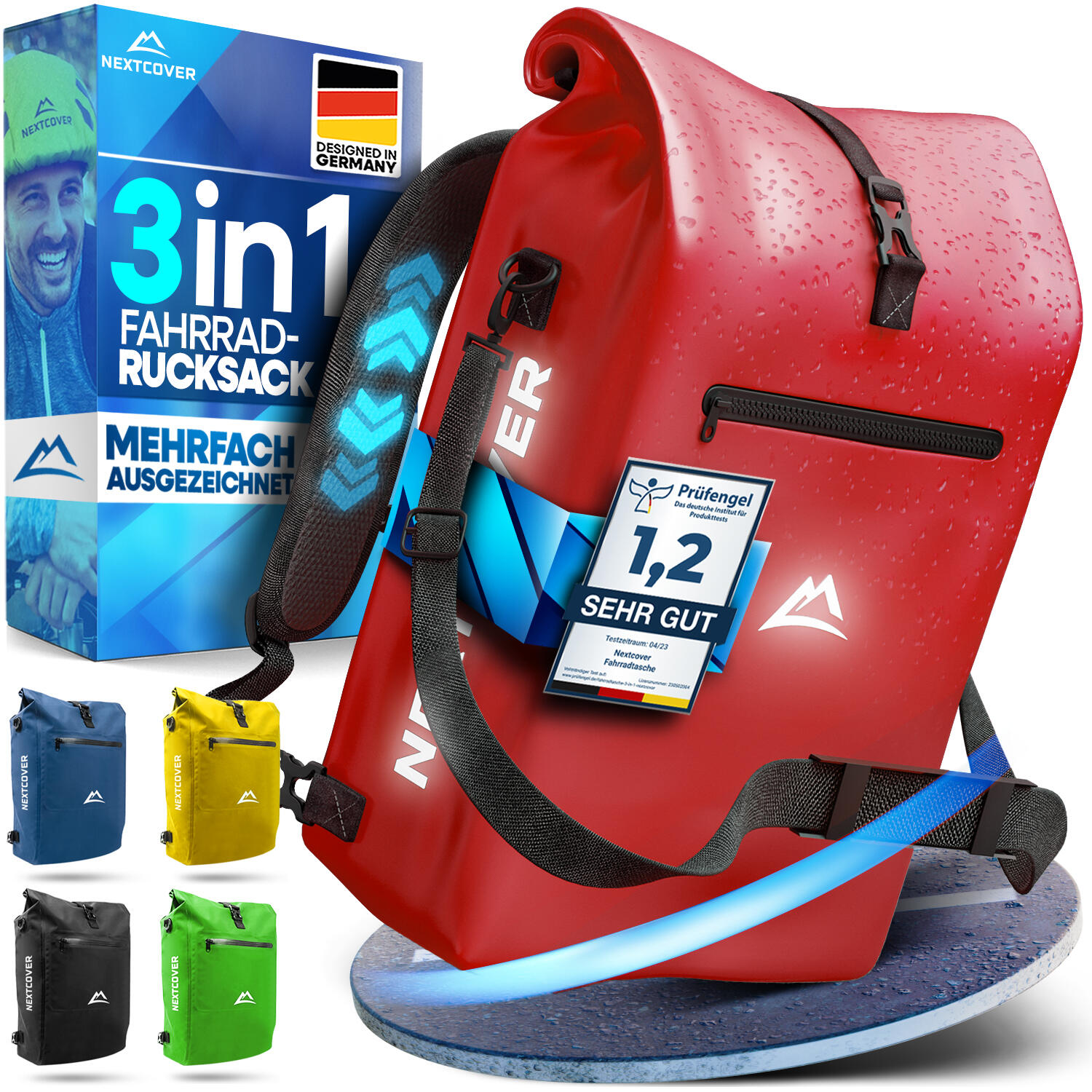 NEXTCOVER NEXTCOVER® NEU 3in1 Fahrradtasche für Gepäckträger in Rot