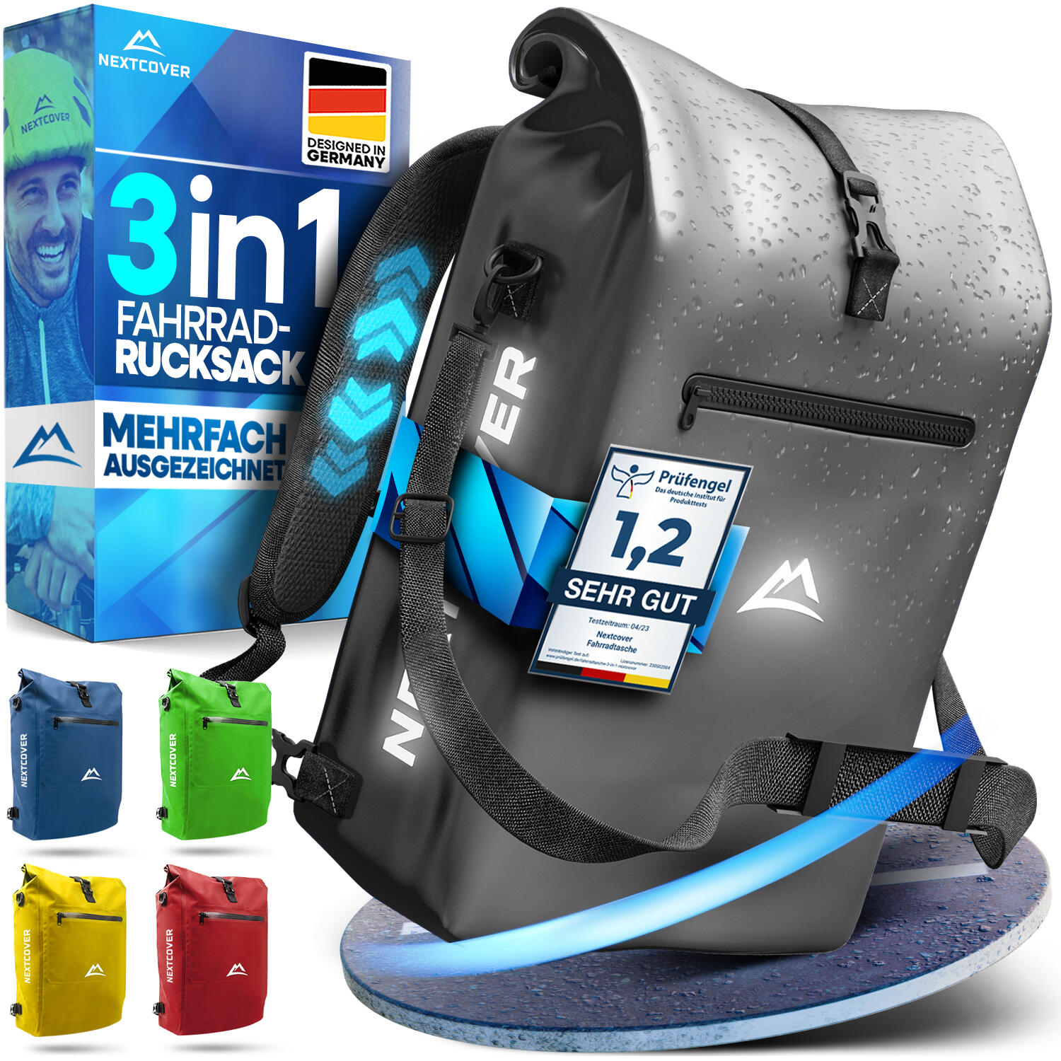 NEXTCOVER NEXTCOVER® NEU 3in1 Fahrradtasche für Gepäckträger in Schwarz