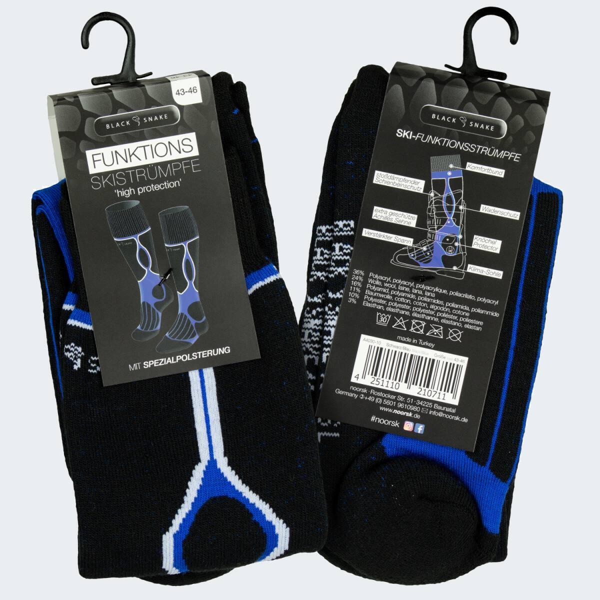 Skisocken 'high protection' | Damen und Herren | gepolstert | Schwarz/Blau 3/5