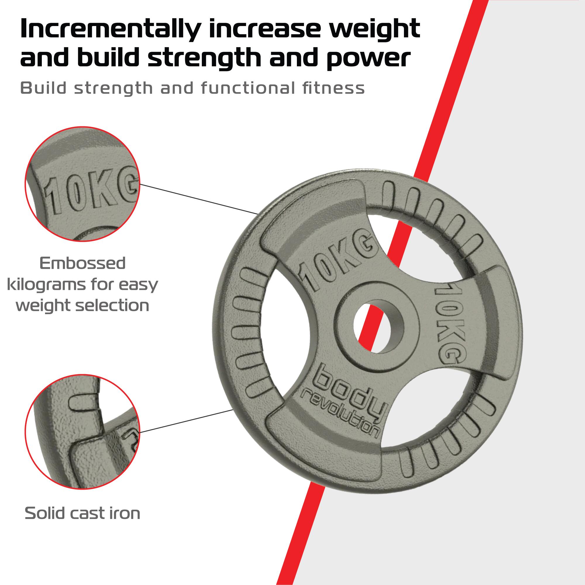 Obciążniki żeliwne Olympic Tri Grip, pary, zestawy 2 x 10 kg 3/6