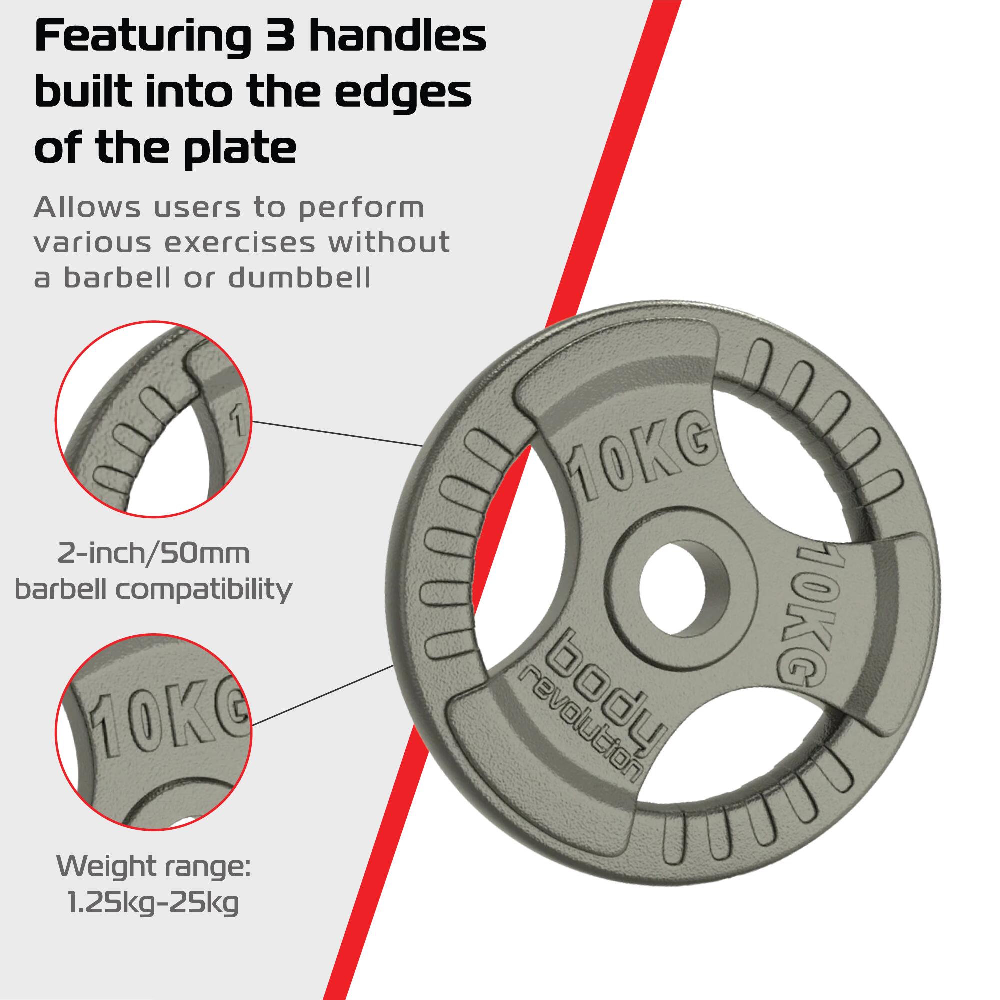 Obciążniki żeliwne Olympic Tri Grip, pary, zestawy 2 x 10 kg 4/6