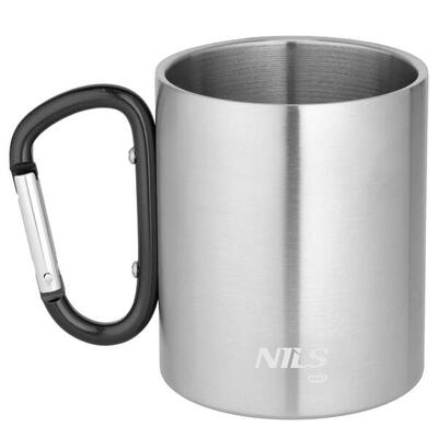 Campingbecher mit Karabinerhaken 330 ml Edelstahl NC17110 Nils Camp