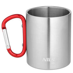 Tasse de camping avec mousqueton 330 ml en acier inoxydable NC17110 Nils Camp