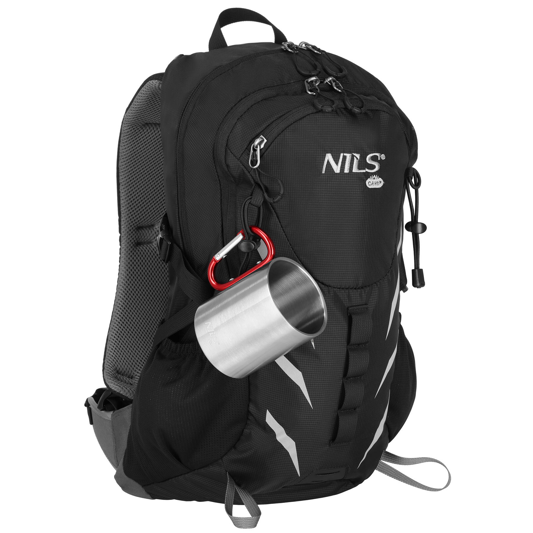 Campingbeker met karabijnhaak 330 ml roestvrij staal NC17110 Nils Camp 6/7