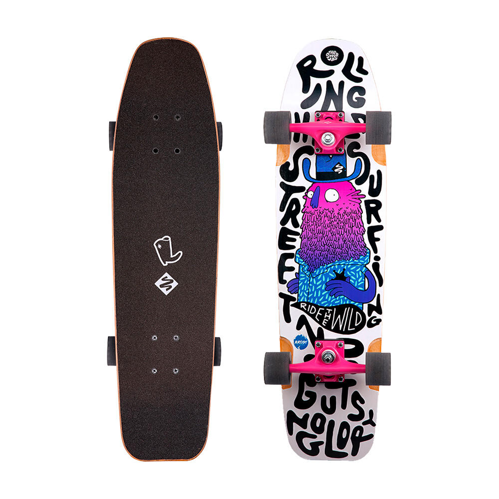 Street Surfing - Skateboard Double Kick Freeride 31" Ride The Wild - Skateboard Complet - Multicolore|noir - Taille Unique - Decathlon