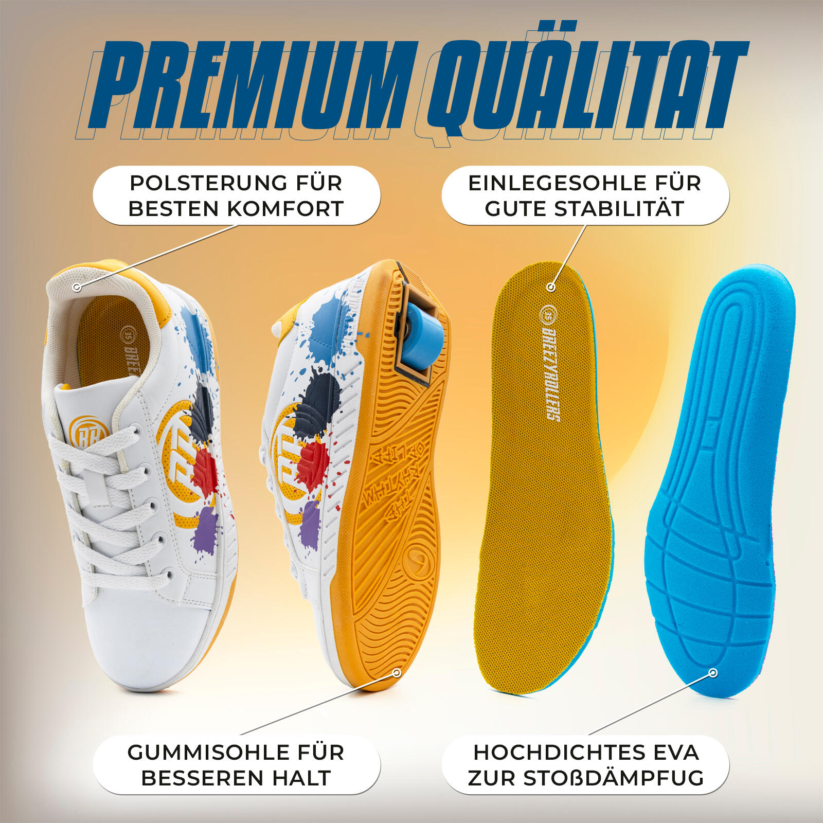 Chaussures à Roulettes BREEZY ROLLERS 2280375 unisexe blanc/jaune 5/7