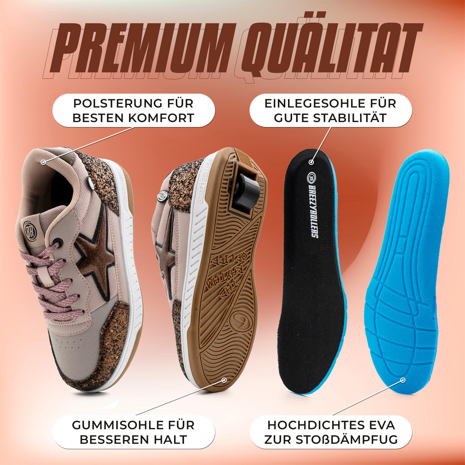 Schoenen met Wielen BREEZY ROLLERS 2231410 meisje beige/brons 5/5