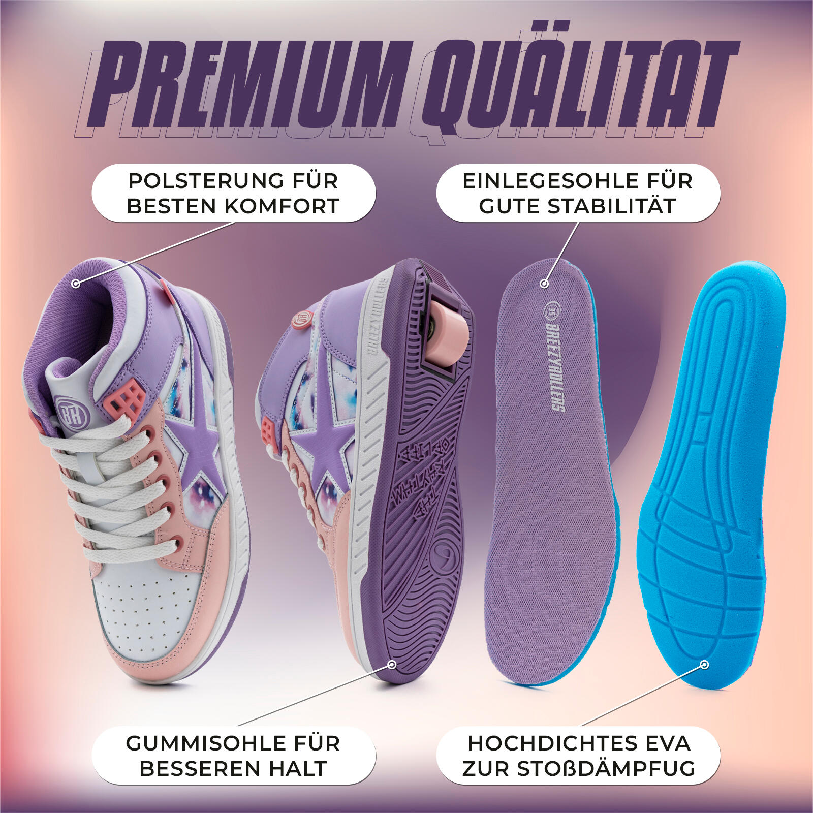 Chaussures à Roulettes BREEZY ROLLERS 2241861 filles blanc/multicolore 5/7