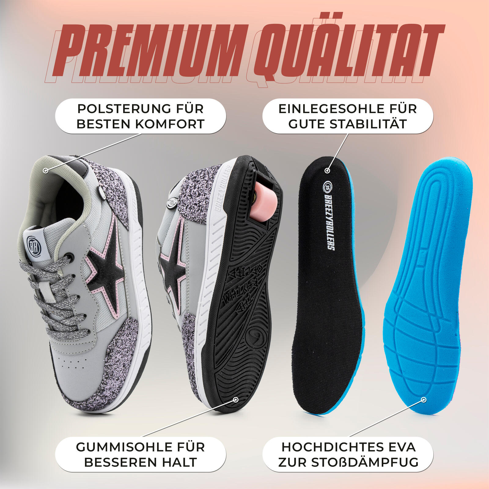 Sapatilhas BREEZY ROLLERS easy kick cinzento criança 5/7