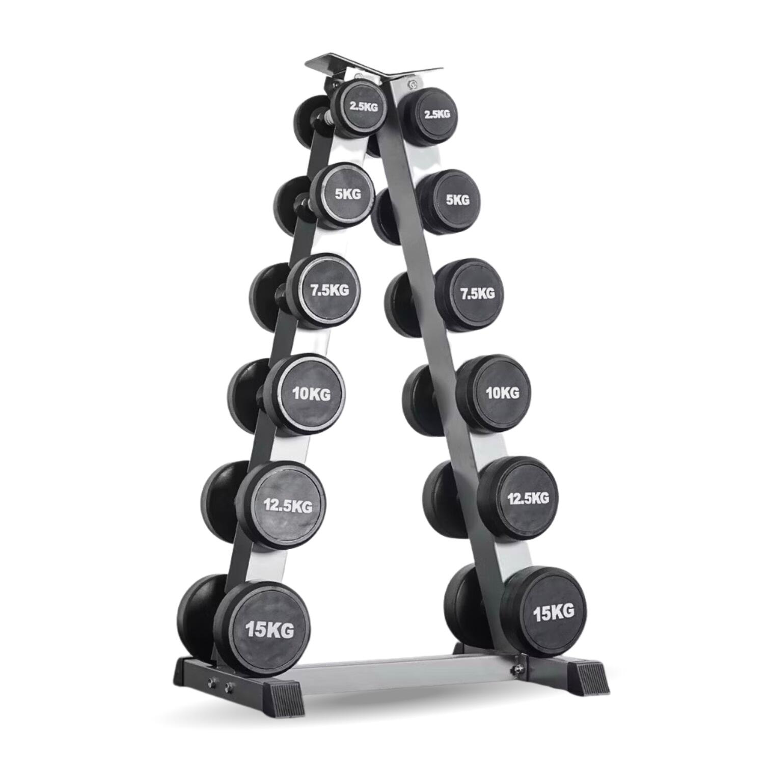 Dumbbell Set 6 pairs 2.5-15 kg Round type with R602 Rack - Homefittools