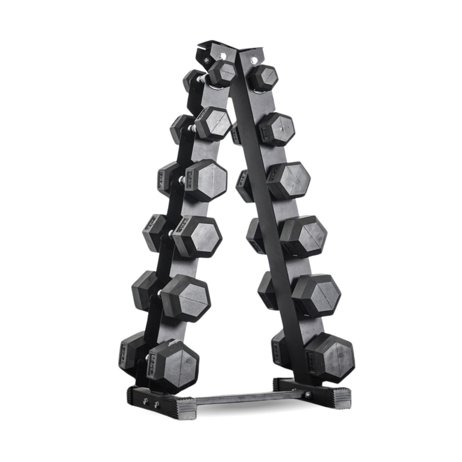 Dumbbell Set 6 Pairs 2.5-15 kg Hex type with R601 Rack - Homefittools