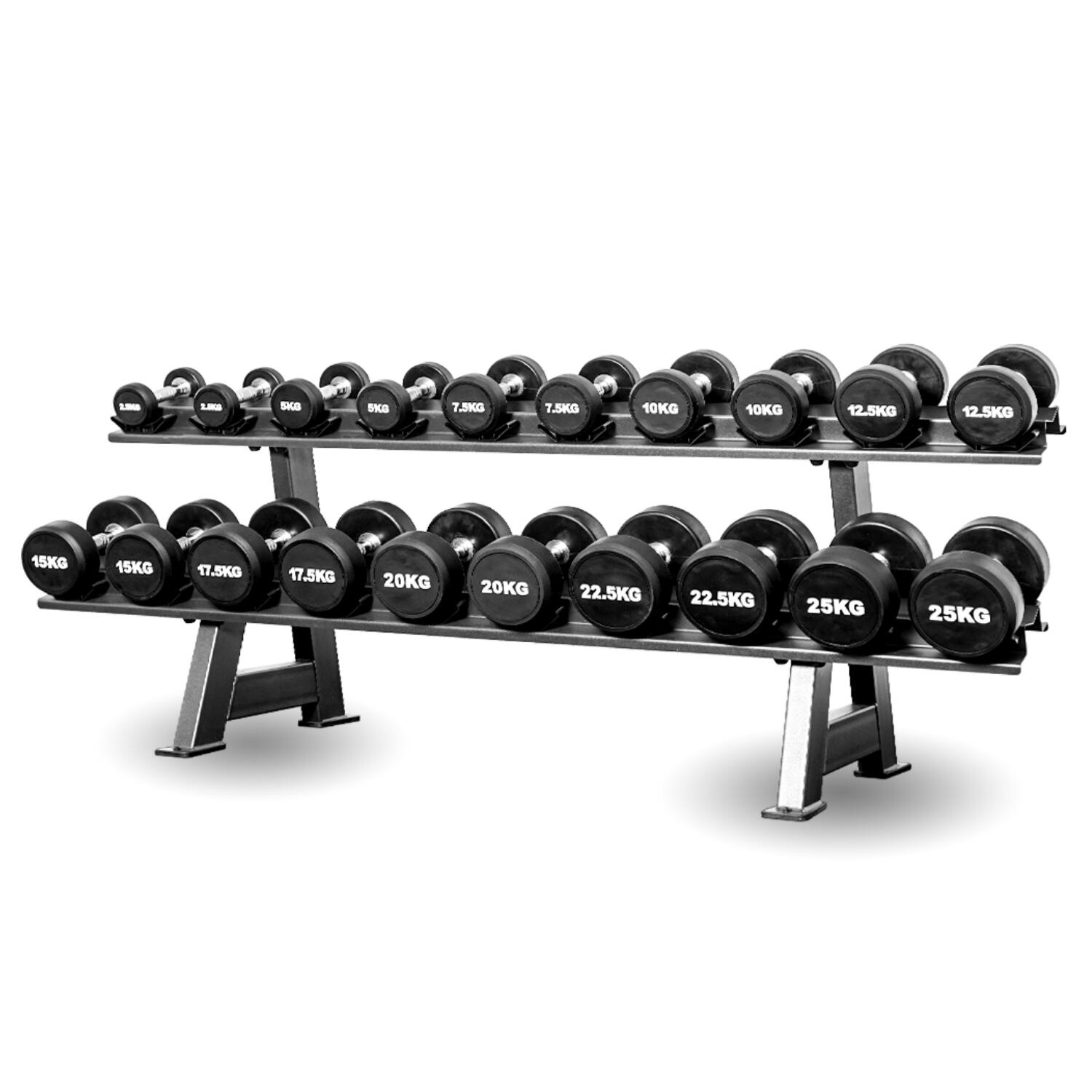 Dumbbell Set 10 pairs 2.5-25kg Round type with R103 Rack - Homefittools