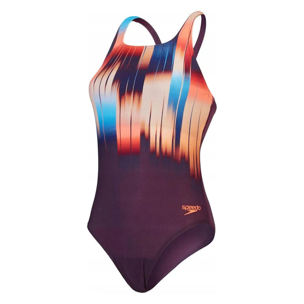 Womens/Ladies Digi Placement Medalist One Piece Swimsuit (Purple/Orange)